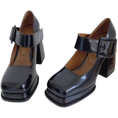 Black Square Mary Jane Heels