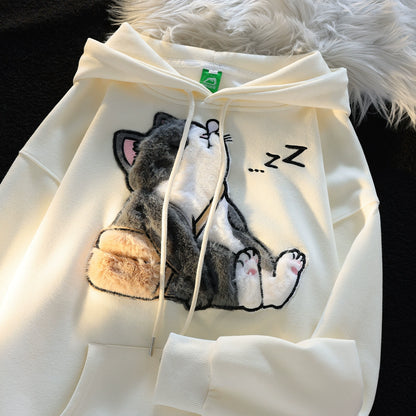 Kawaii Cat Embroidery Sweater Hooded