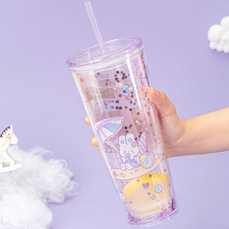 Kawaii Summer Bunny Plastic Cup