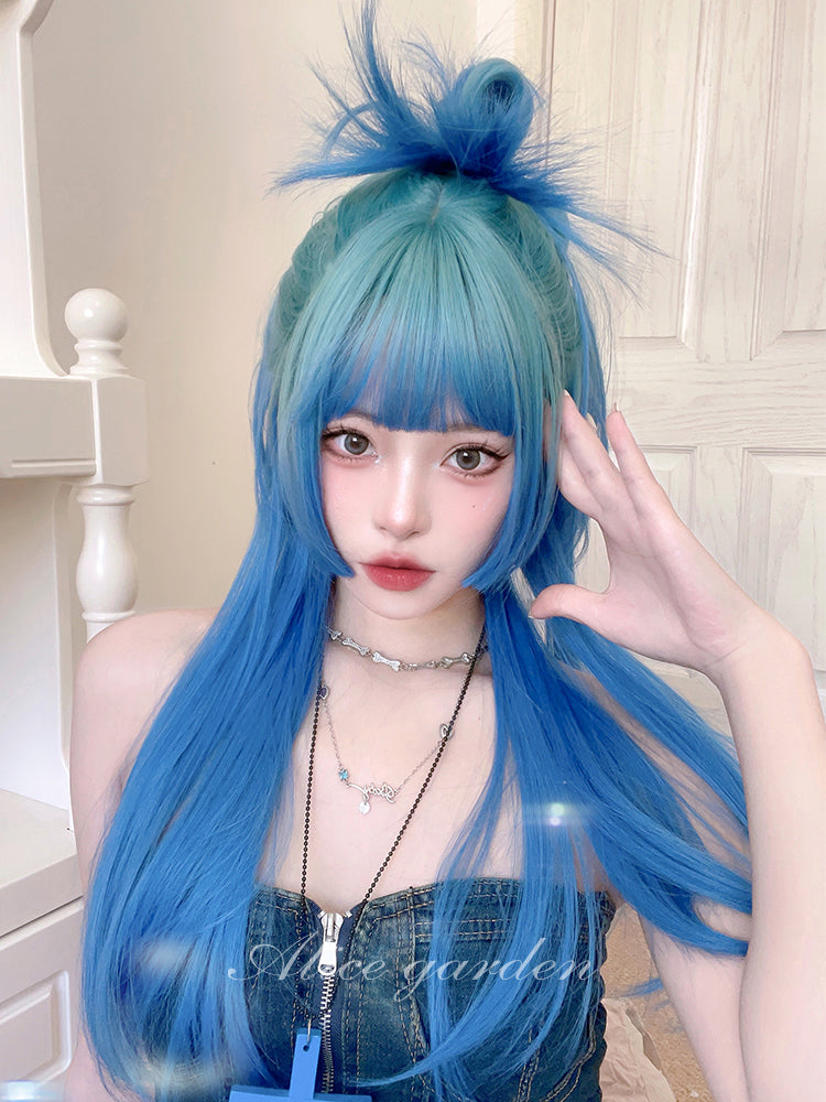 Casual Series Long Ocean Blue Gradient Wig ON981 MK Kawaii Store