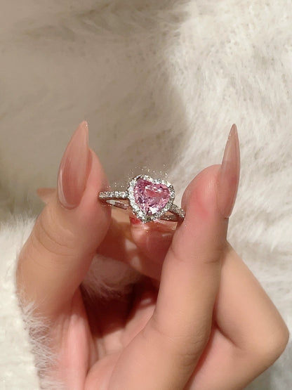 Pink Heart Bling Ring - Moon MKkawaiistore