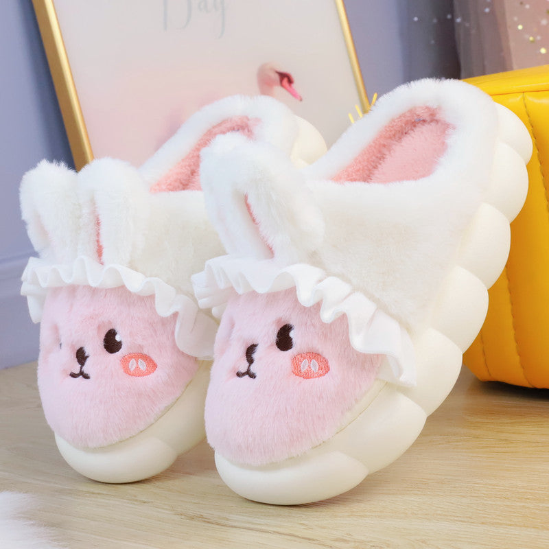 4 Colors Cute Fluffy Bunny Home Wear Slippers ON884 MK Kawaii Store