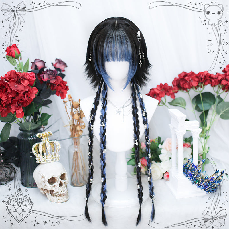 Harajuku Series Short Wig Long Braids Red Blue ON989 MK Kawaii Store