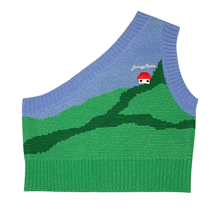 Cartoon One-Shoulder Knit Vest