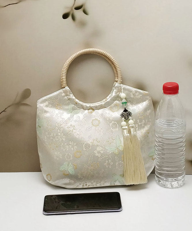 Beige Chinese Original Handbag New Tassel Tote Print