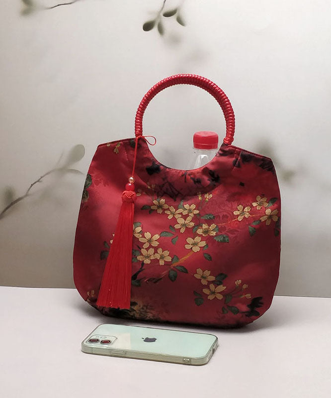 Beige Chinese Original Handbag New Tassel Tote Print