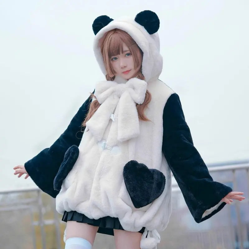 Kawaii Aesthetic Y2K Cute Fairy Panda Plush Coat MK Kawaii Store