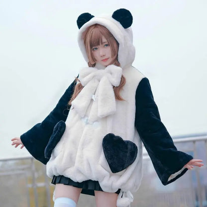 Kawaii Aesthetic Y2K Cute Fairy Panda Plush Coat MK Kawaii Store