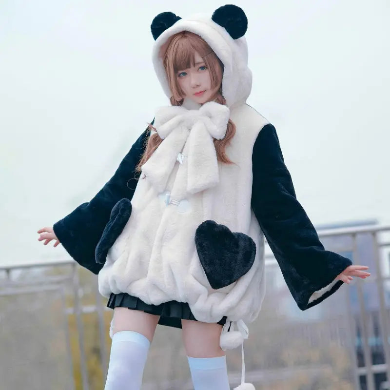 Kawaii Aesthetic Y2K Cute Fairy Panda Plush Coat MK Kawaii Store