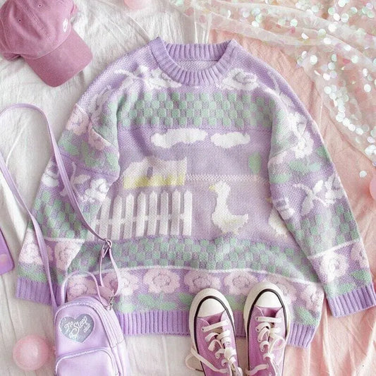 Pastel Kawaii Aesthetic Fairy Kei Duck Sweater