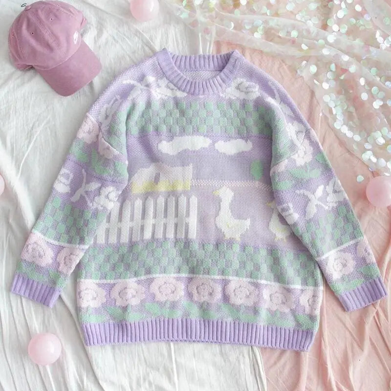 Pastel Kawaii Aesthetic Fairy Kei Duck Sweater