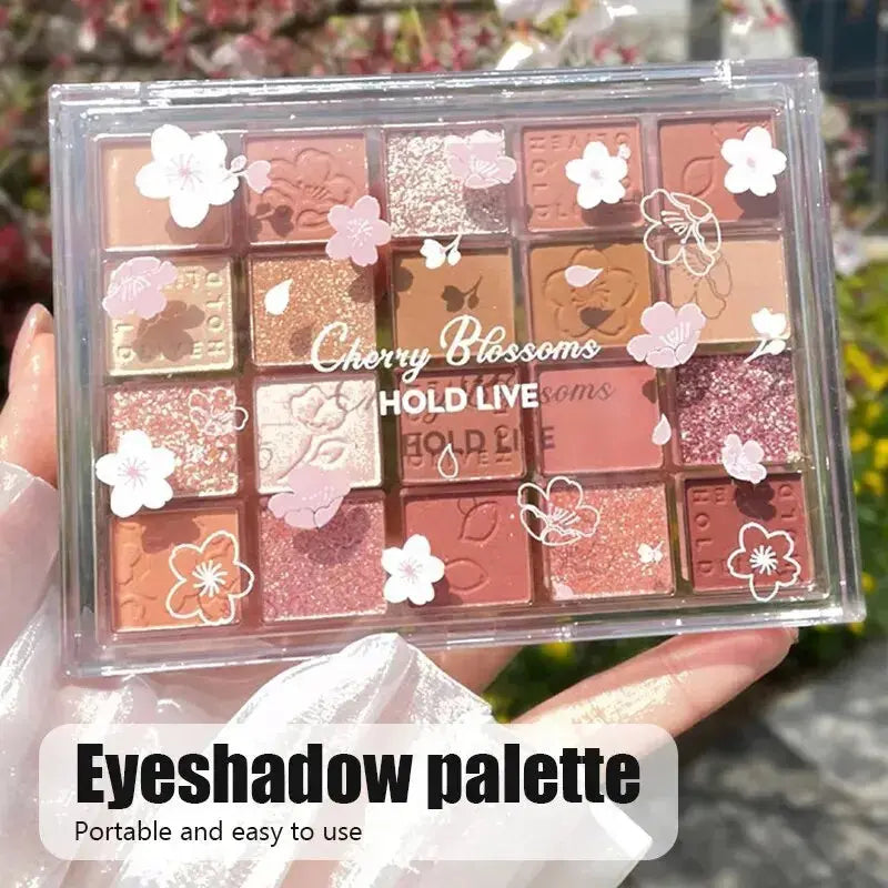 Kawaii Aesthetic Y2K Cute Fairy Pearly Floral Glitter Eyeshadow Palette - Pinkidollz MK Kawaii Store