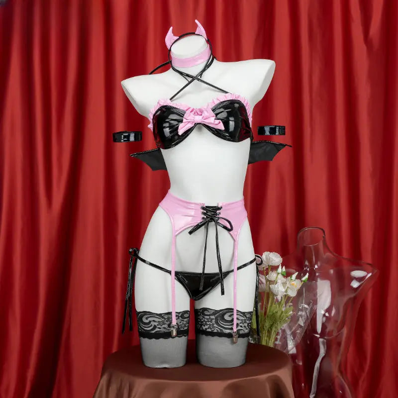 Kawaii Aesthetic Y2K Cute Fairy Pink Black Devil Girl Set ON1236 MK Kawaii Store