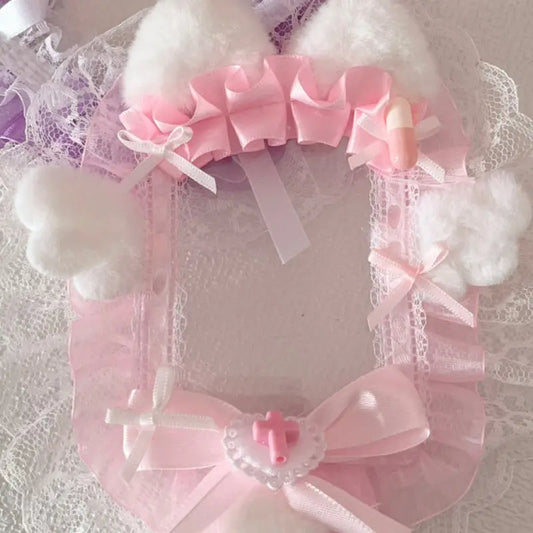 Kawaii Aesthetic Y2K Cute Fairy Pink Lace Card Sleeve - Kimi MK Kawaii Store