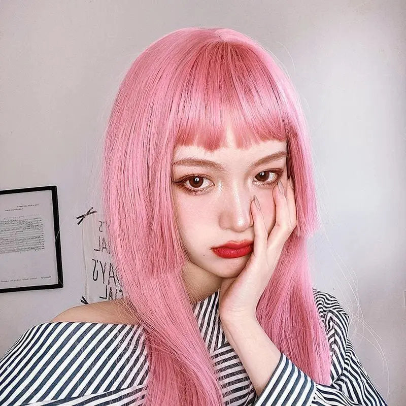 Pink Lolita Princess Cut Long Staight Wig MK15930