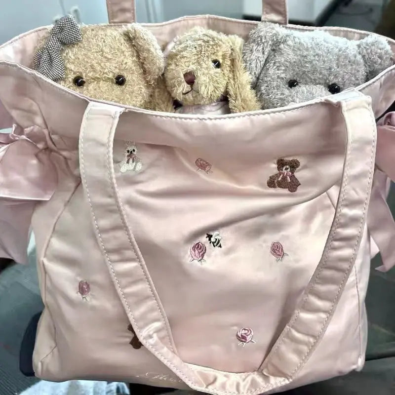 Kawaii Aesthetic Y2K Cute Fairy Pink Rabbit Bear Bow Handbag spreepickyshop