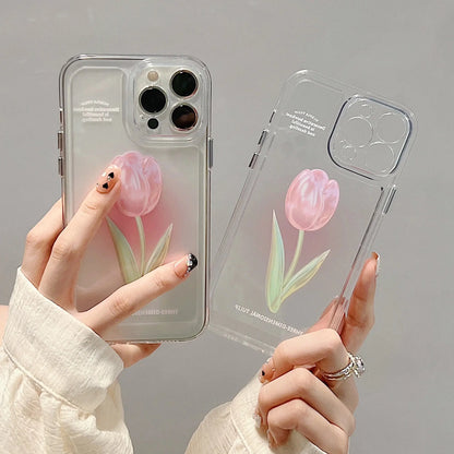 Coques de téléphone à fleurs de tulipes roses pour iPhone