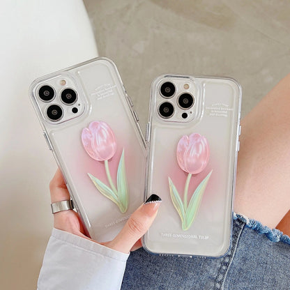 Coques de téléphone à fleurs de tulipes roses pour iPhone