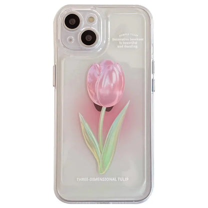 Coques de téléphone à fleurs de tulipes roses pour iPhone