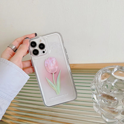 Coques de téléphone à fleurs de tulipes roses pour iPhone