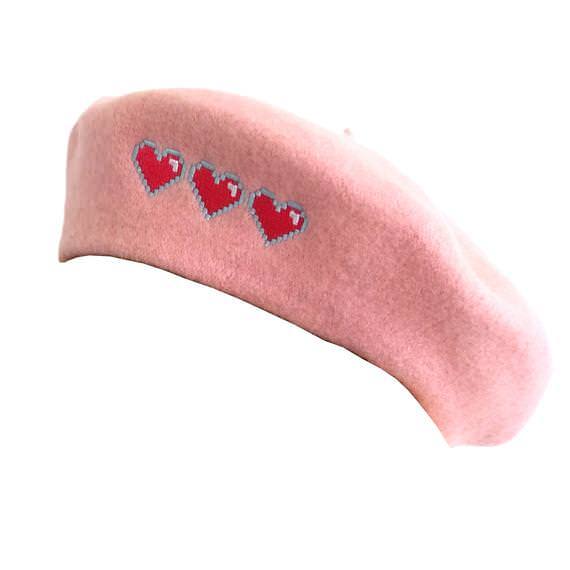 Pink Hearts Beret