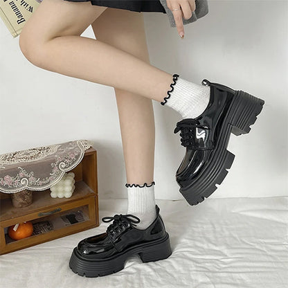 Black Platform Oxford Boots