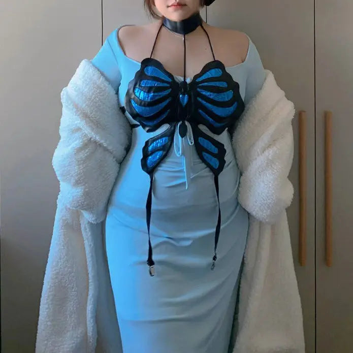 Kawaii Aesthetic Y2K Cute Fairy Plus Size Butterfly Maxi Dress MK Kawaii Store