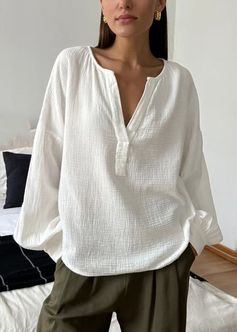 Solid Green Size Patchwork Plus Neck Fall V Tops