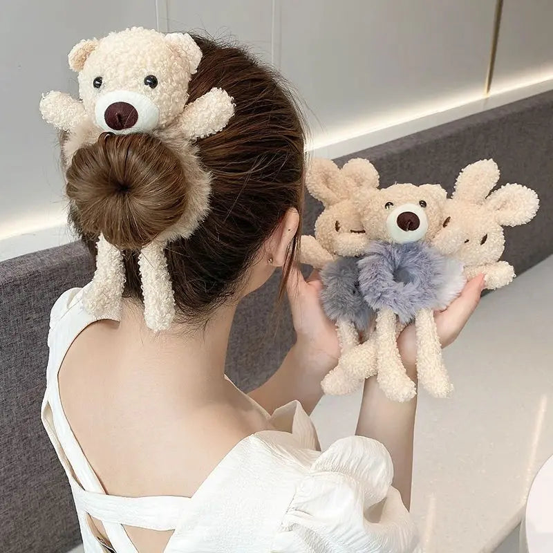 Kawaii Aesthetic Y2K Cute Fairy Plush Bear Hair Circle MK Kawaii Store