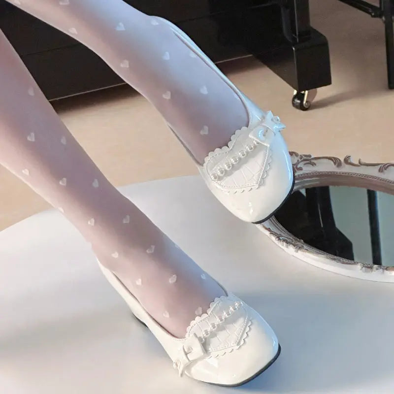 Kawaii Aesthetic Y2K Cute Fairy Preorder Pearl Bow Lolita High Heels - Kimi MK Kawaii Store