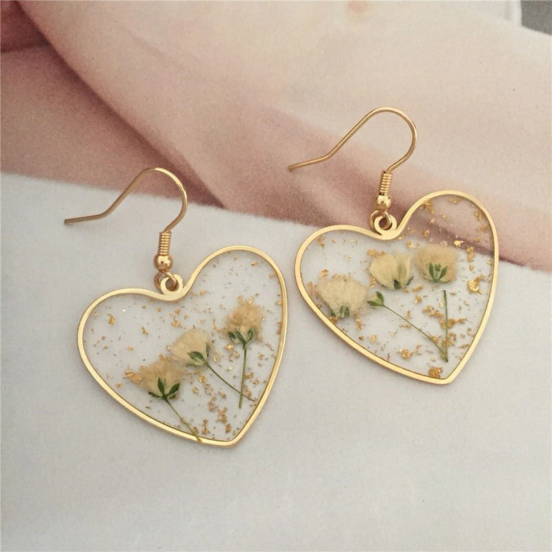 Sweet Flower Heart Earrings