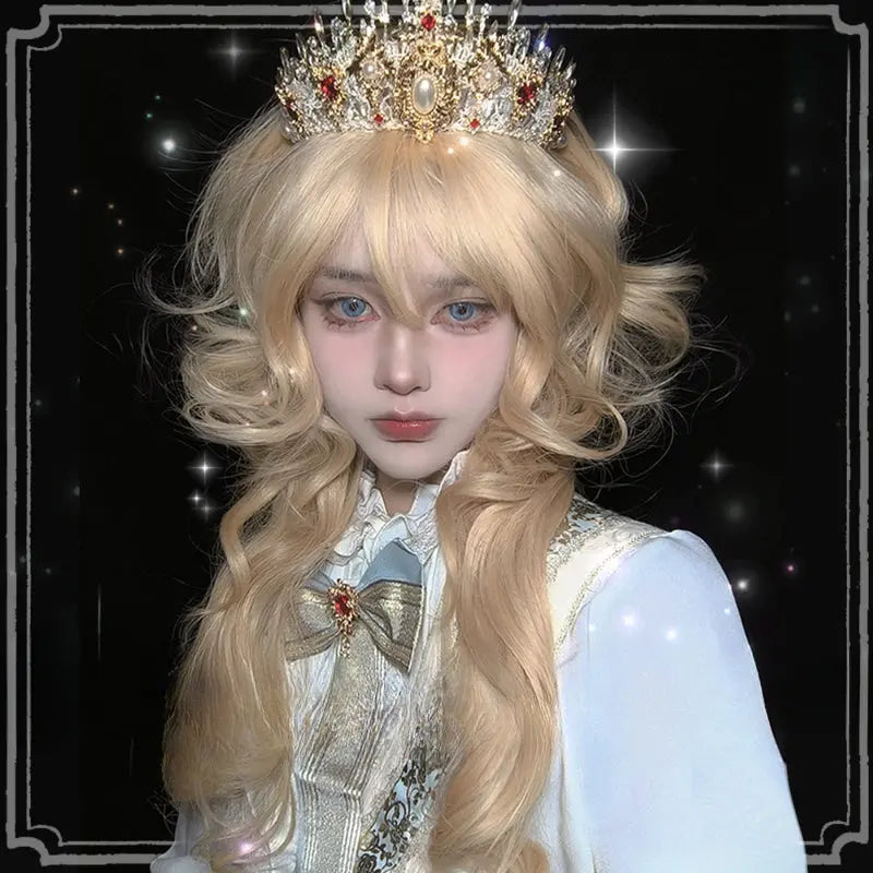 Kawaii Aesthetic Y2K Cute Fairy Princess Ame Blonde Curly Wig ON1512 spreepickyshop