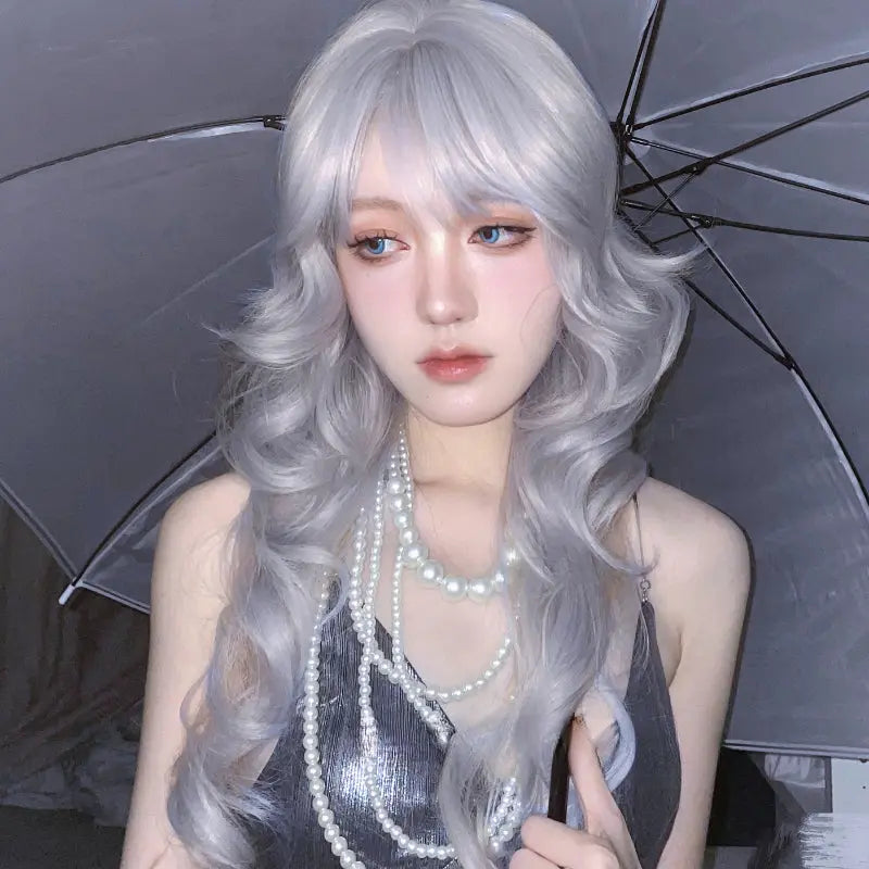 Kawaii Aesthetic Y2K Cute Fairy Princess Amu Silver Curly Wig ON1513 spreepickyshop