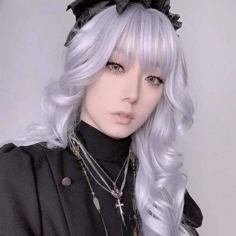 Kawaii Aesthetic Y2K Cute Fairy Princess Amu Silver Curly Wig ON1513 spreepickyshop