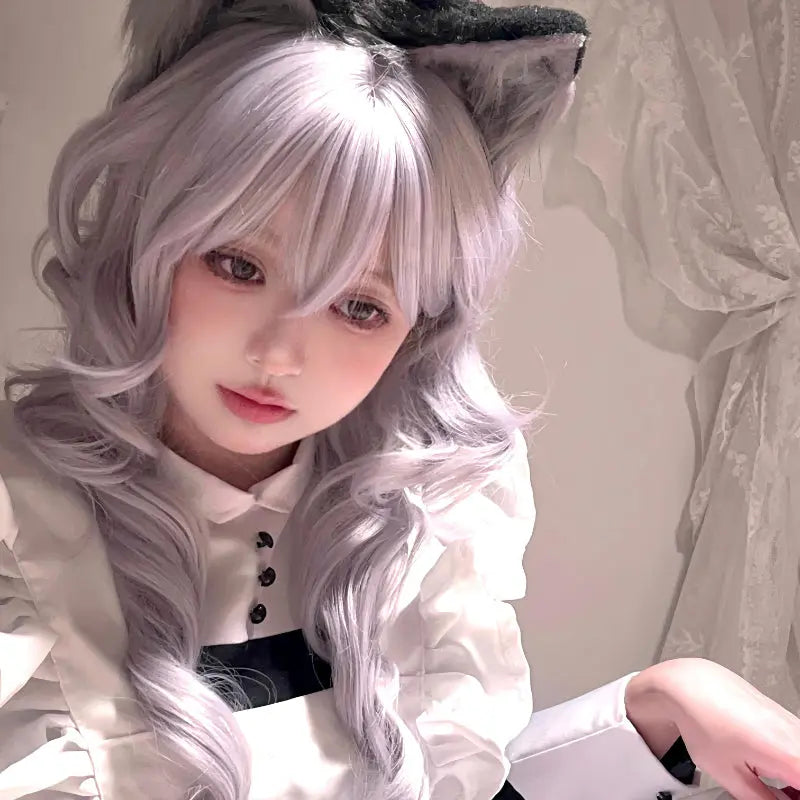 Kawaii Aesthetic Y2K Cute Fairy Princess Amu Silver Curly Wig ON1513 spreepickyshop