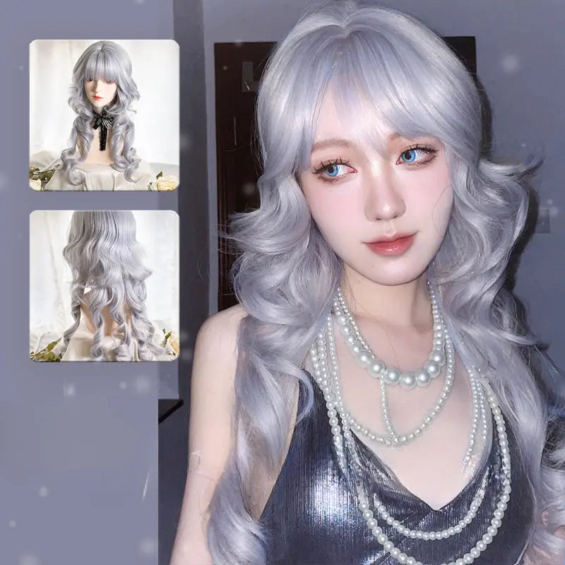 Kawaii Aesthetic Y2K Cute Fairy Princess Amu Silver Curly Wig ON1513 spreepickyshop
