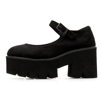 Black Faux Suede Platform Sandals