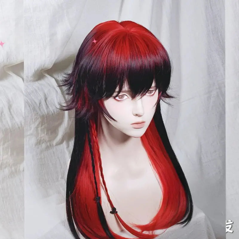 Kawaii Aesthetic Y2K Cute Fairy Red Moon Black Red Wig ON1279 spreepickyshop