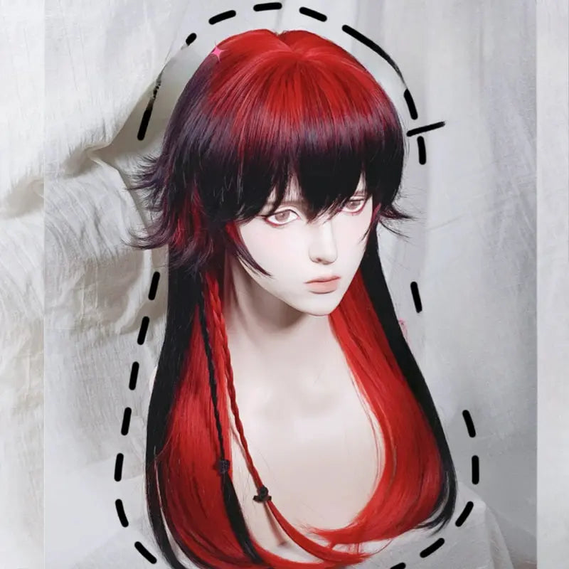 Kawaii Aesthetic Y2K Cute Fairy Red Moon Black Red Wig ON1279 spreepickyshop