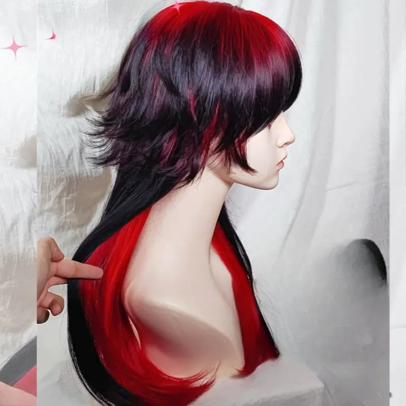 Kawaii Aesthetic Y2K Cute Fairy Red Moon Black Red Wig ON1279 spreepickyshop
