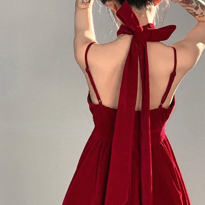 Red Charming Halter Dress