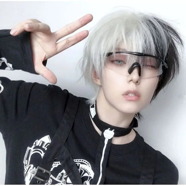 [ Reservation] Black and White Pair with Yin and Yang Cosplay Short Wig MK15554