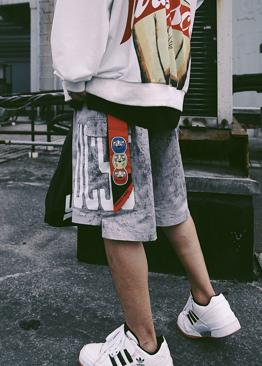 Waist Retro Shorts Mens Print Elastic Pockets Summer Blue