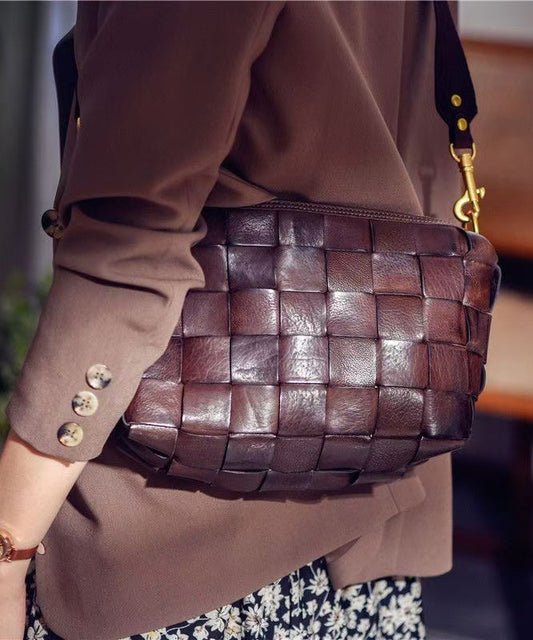 Design Retro Bags Weave Leather Shoulder
