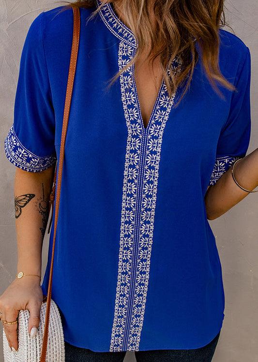 Thin Shirts Summer Royal T Blue Embroidered