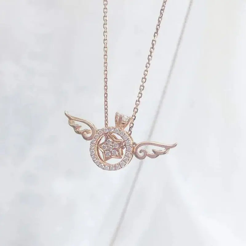Kawaii Aesthetic Y2K Cute Fairy Sakura Wing Necklace MK Kawaii Store