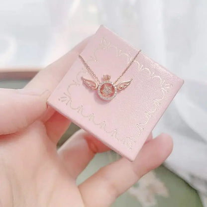 Kawaii Aesthetic Y2K Cute Fairy Sakura Wing Necklace MK Kawaii Store