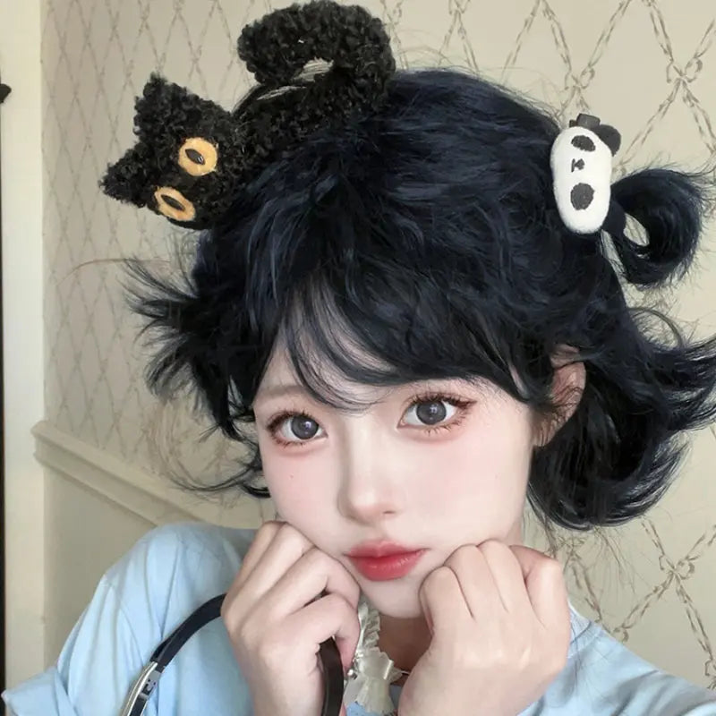 Kawaii Aesthetic Y2K Cute Fairy Short Black Girly Wig ON1470 spreepickyshop