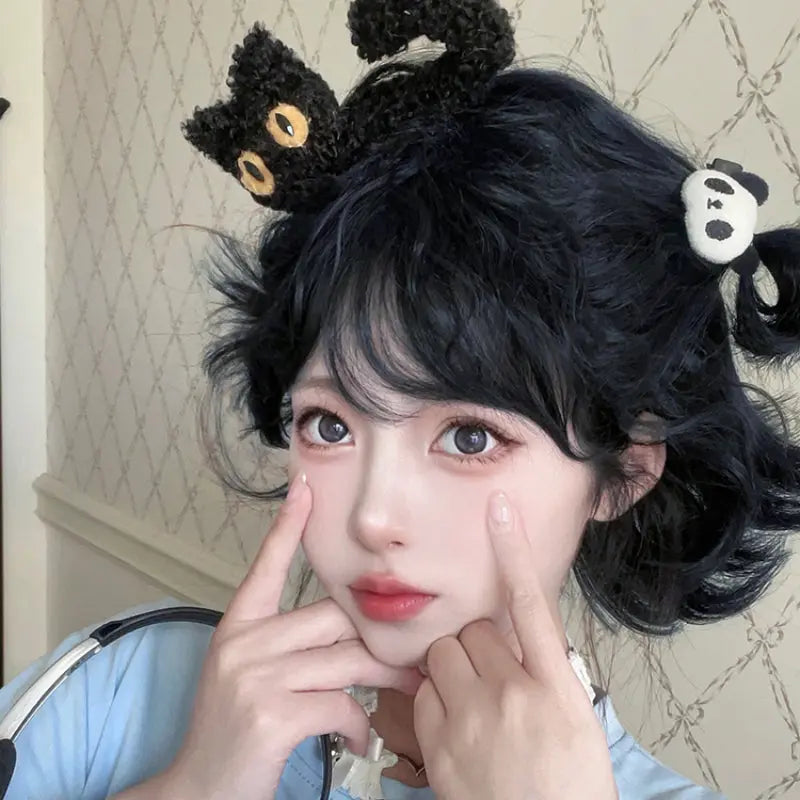Kawaii Aesthetic Y2K Cute Fairy Short Black Girly Wig ON1470 spreepickyshop