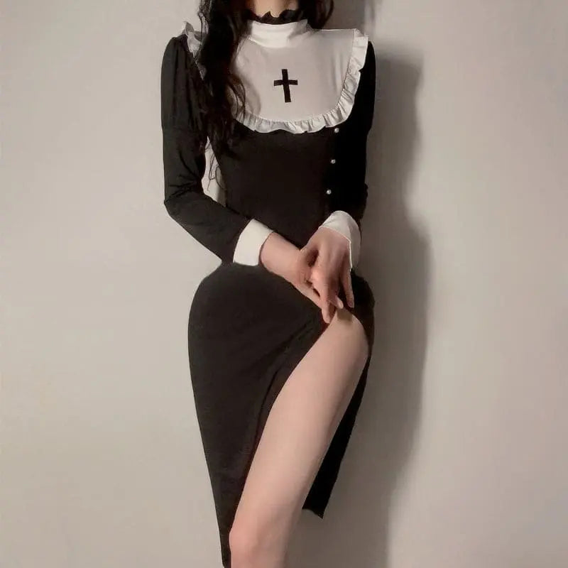 Simple Open Leg Alich Nun Dress ON846